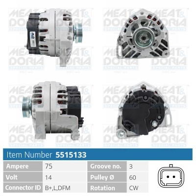 Generator 14V 75A Meat & doria 5515133 MEAT & DORIA