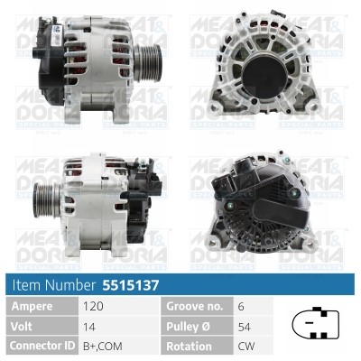 Generator 14V 120A Meat & doria 5515137 MEAT & DORIA
