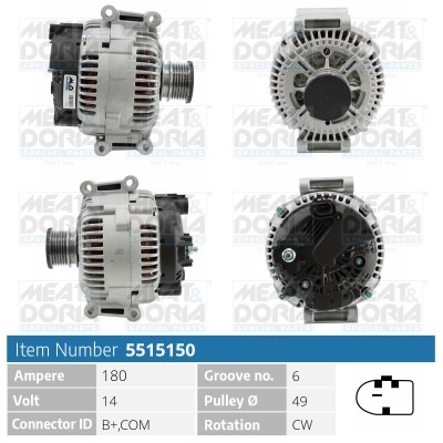 Generator 14V 180A Meat & doria 5515150 MEAT & DORIA