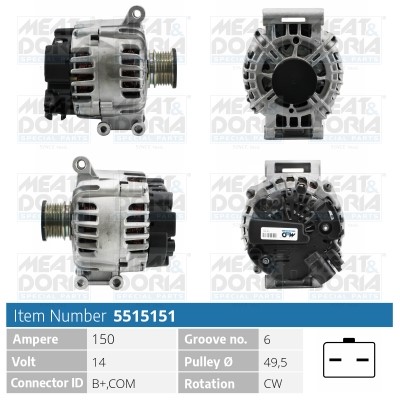 Generator 14V 150A Meat & doria 5515151 MEAT & DORIA