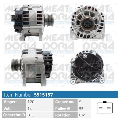 Generator 14V 120A Meat & doria 5515157 MEAT & DORIA