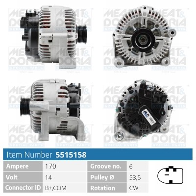 Generator 14V 170A Meat & doria 5515158 MEAT & DORIA