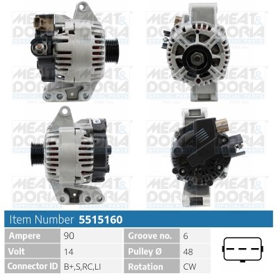 Generator 14V 90A Meat & doria 5515160 MEAT & DORIA