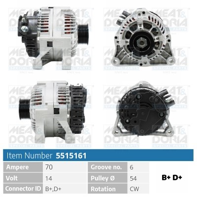 Generator 14V 70A Meat & doria 5515161 MEAT & DORIA