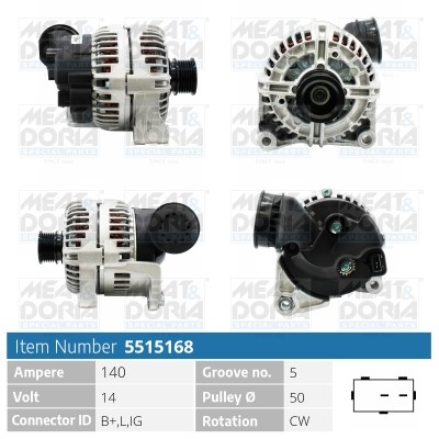 Generator 14V 140A Meat & doria 5515168 MEAT & DORIA