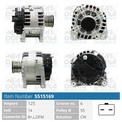 Generator 14V 125A Meat & doria 5515169 MEAT & DORIA
