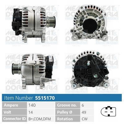 Generator 14V 140A Meat & doria 5515170 MEAT & DORIA