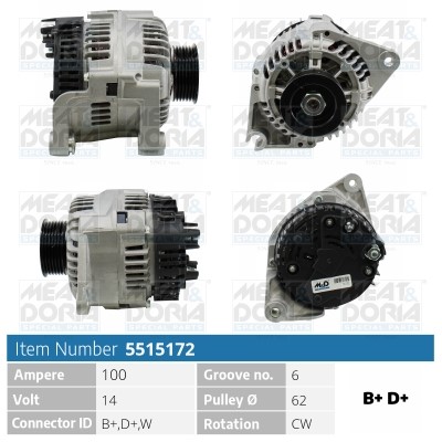 Generator 14V 100A Meat & doria 5515172 MEAT & DORIA
