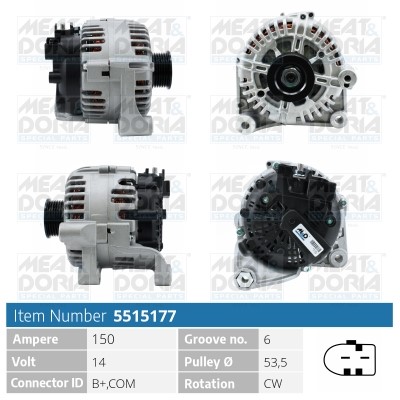 Generator 14V 150A Meat & doria 5515177 MEAT & DORIA