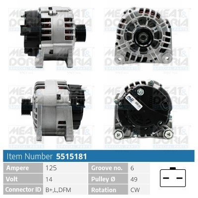 Generator 14V 125A Meat & doria 5515181 MEAT & DORIA