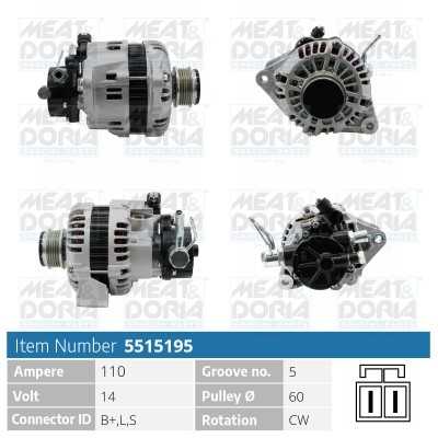 Generator 14V 110A Meat & doria 5515195 MEAT & DORIA