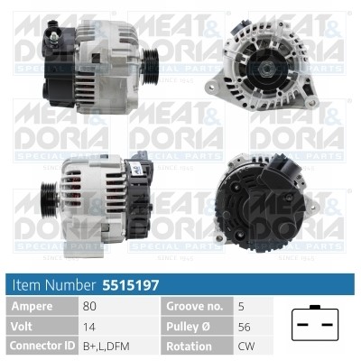 Generator 14V 80A Meat & doria 5515197 MEAT & DORIA