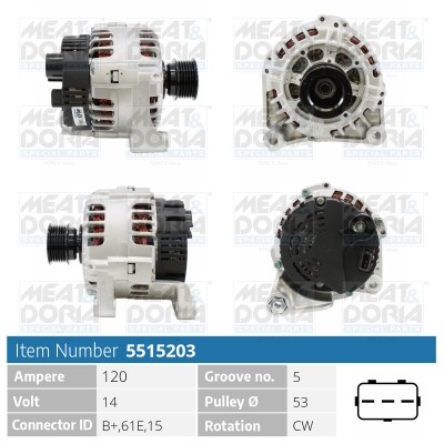 Generator 14V 120A Meat & doria 5515203 MEAT & DORIA