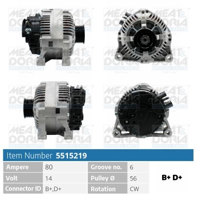 Generator 14V 80A Meat & doria 5515219 MEAT & DORIA