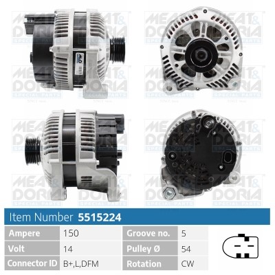 Generator 14V 150A Meat & doria 5515224 MEAT & DORIA
