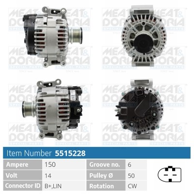 Generator 14V 150A Meat & doria 5515228 MEAT & DORIA