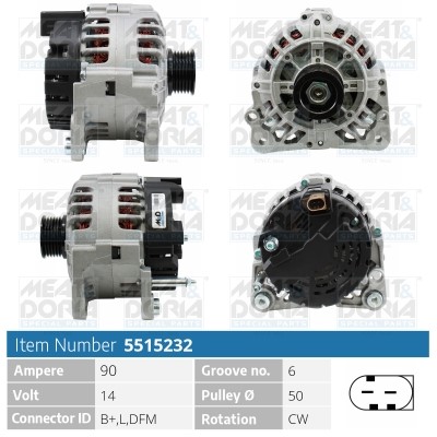 Generator 14V 90A Meat & doria 5515232 MEAT & DORIA