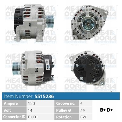 Generator 14V 150A Meat & doria 5515236 MEAT & DORIA