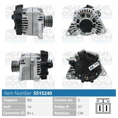 Generator 14V 90A Meat & doria 5515240 MEAT & DORIA