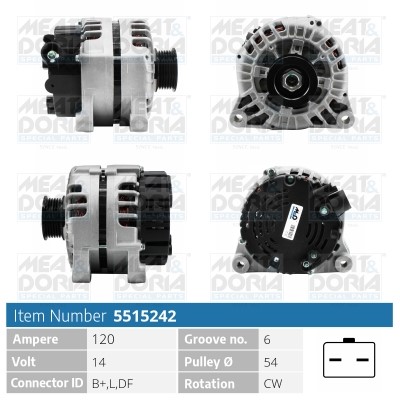 Generator 14V 120A Meat & doria 5515242 MEAT & DORIA