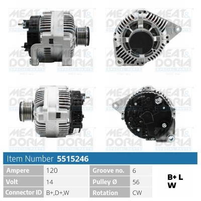Generator 14V 120A Meat & doria 5515246 MEAT & DORIA