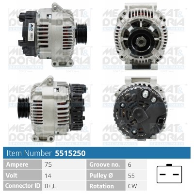 Generator 14V 75A Meat & doria 5515250 MEAT & DORIA