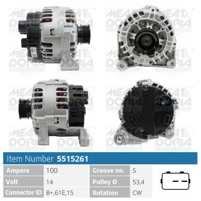 Generator 14V 100A Meat & doria 5515261 MEAT & DORIA