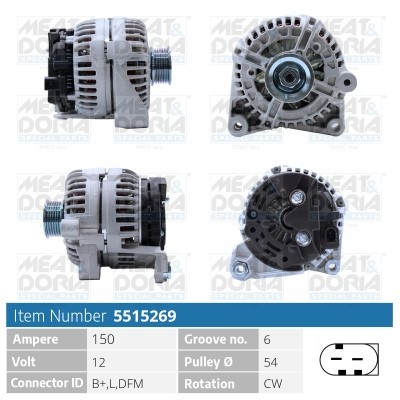 Generator 12V 150A Meat & doria 5515269 MEAT & DORIA
