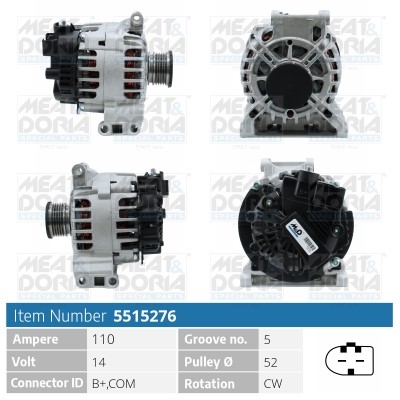 Generator 14V 110A Meat & doria 5515276 MEAT & DORIA