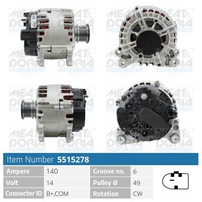 Generator 14V 140A Meat & doria 5515278 MEAT & DORIA