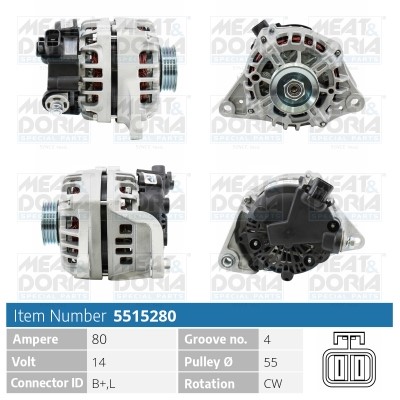 Generator 14V 80A Meat & doria 5515280 MEAT & DORIA