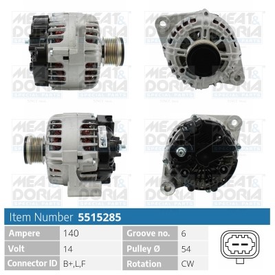 Generator 14V 140A Meat & doria 5515285 MEAT & DORIA