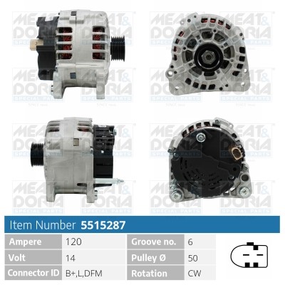 Generator 14V 120A Meat & doria 5515287 MEAT & DORIA