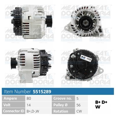 Generator 14V 80A Meat & doria 5515289 MEAT & DORIA