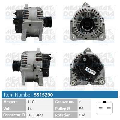 Generator 14V 110A Meat & doria 5515290 MEAT & DORIA