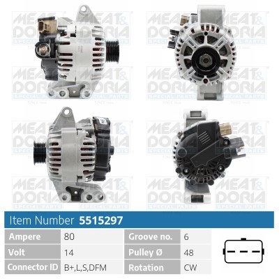 Generator 14V 80A Meat & doria 5515297 MEAT & DORIA
