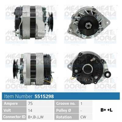 Generator 14V 75A Meat & doria 5515298 MEAT & DORIA