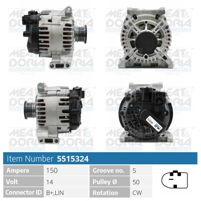 Generator 14V 150A Meat & doria 5515324 MEAT & DORIA