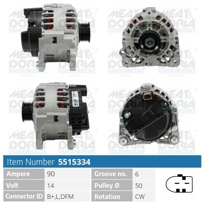 Generator 14V 90A Meat & doria 5515334 MEAT & DORIA