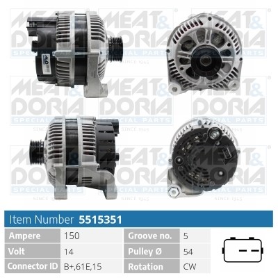 Generator 14V 150A Meat & doria 5515351 MEAT & DORIA