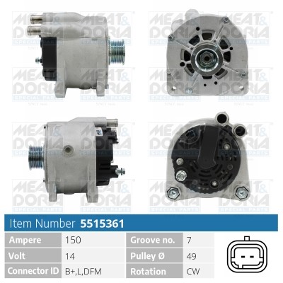 Generator 14V 150A Meat & doria 5515361 MEAT & DORIA
