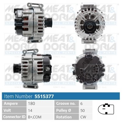 Generator 14V 180A Meat & doria 5515377 MEAT & DORIA