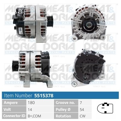 Generator 14V 180A Meat & doria 5515378 MEAT & DORIA