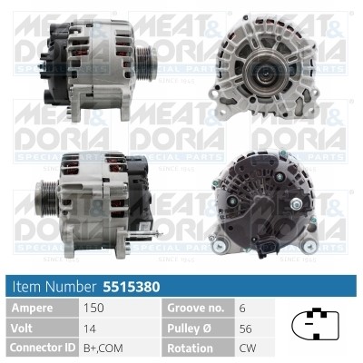 Generator 14V 150A Meat & doria 5515380 MEAT & DORIA