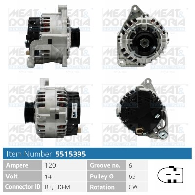 Generator 14V 120A Meat & doria 5515395 MEAT & DORIA