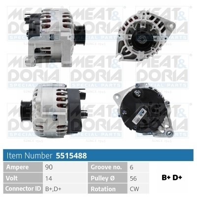 Generator 14V 90A Meat & doria 5515488 MEAT & DORIA