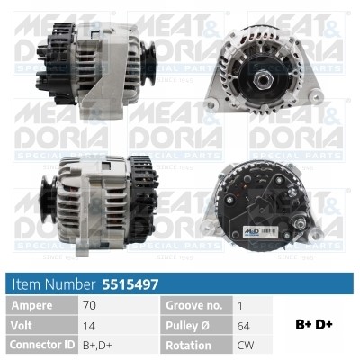 Generator 14V 70A Meat & doria 5515497 MEAT & DORIA