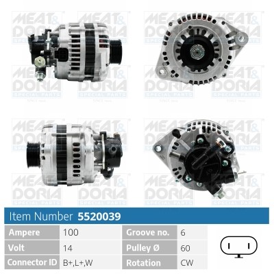 Generator 14V 100A Meat & doria 5520039 MEAT & DORIA
