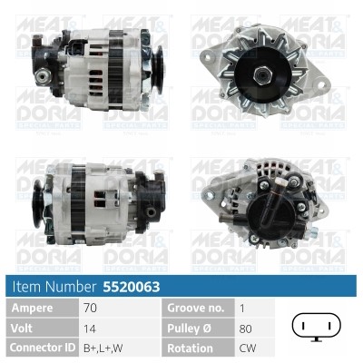 Generator 14V 70A Meat & doria 5520063 MEAT & DORIA