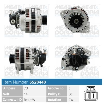 Generator 14V 70A Meat & doria 5520440 MEAT & DORIA